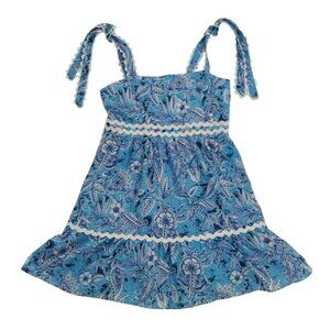 Stellah New York Blue & White Floral Print Sundress With Tie Straps, Size L. NWT